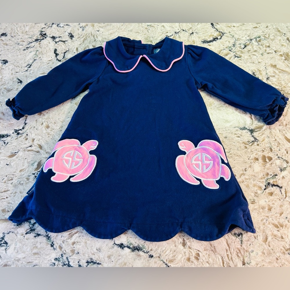 Simply Southern Navy Dress with Pink Turtles